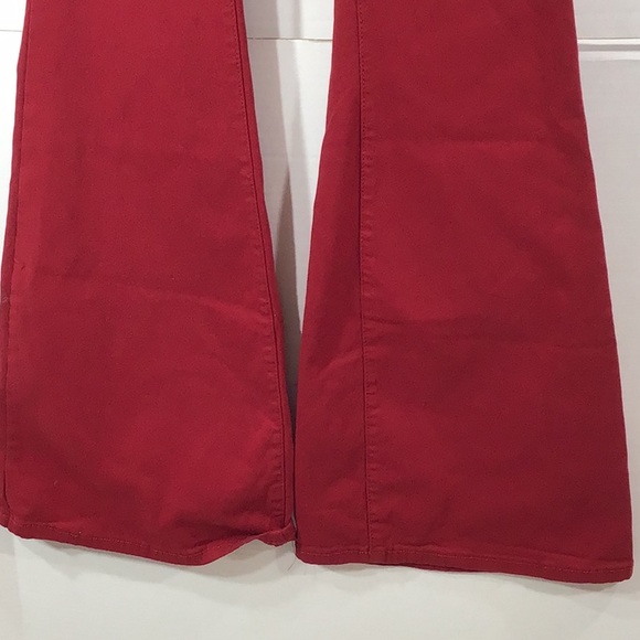 Retro hippie deep red stretch bell bottom jeans - Picture 5 of 12